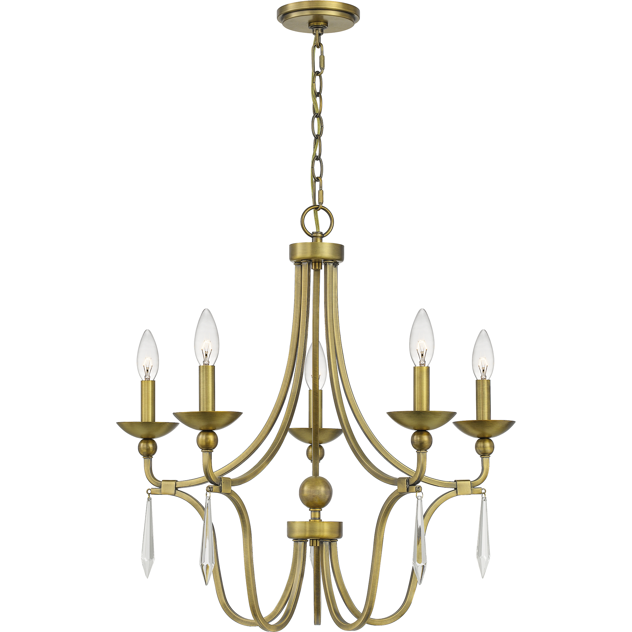 5 light antique brass chandelier on sale