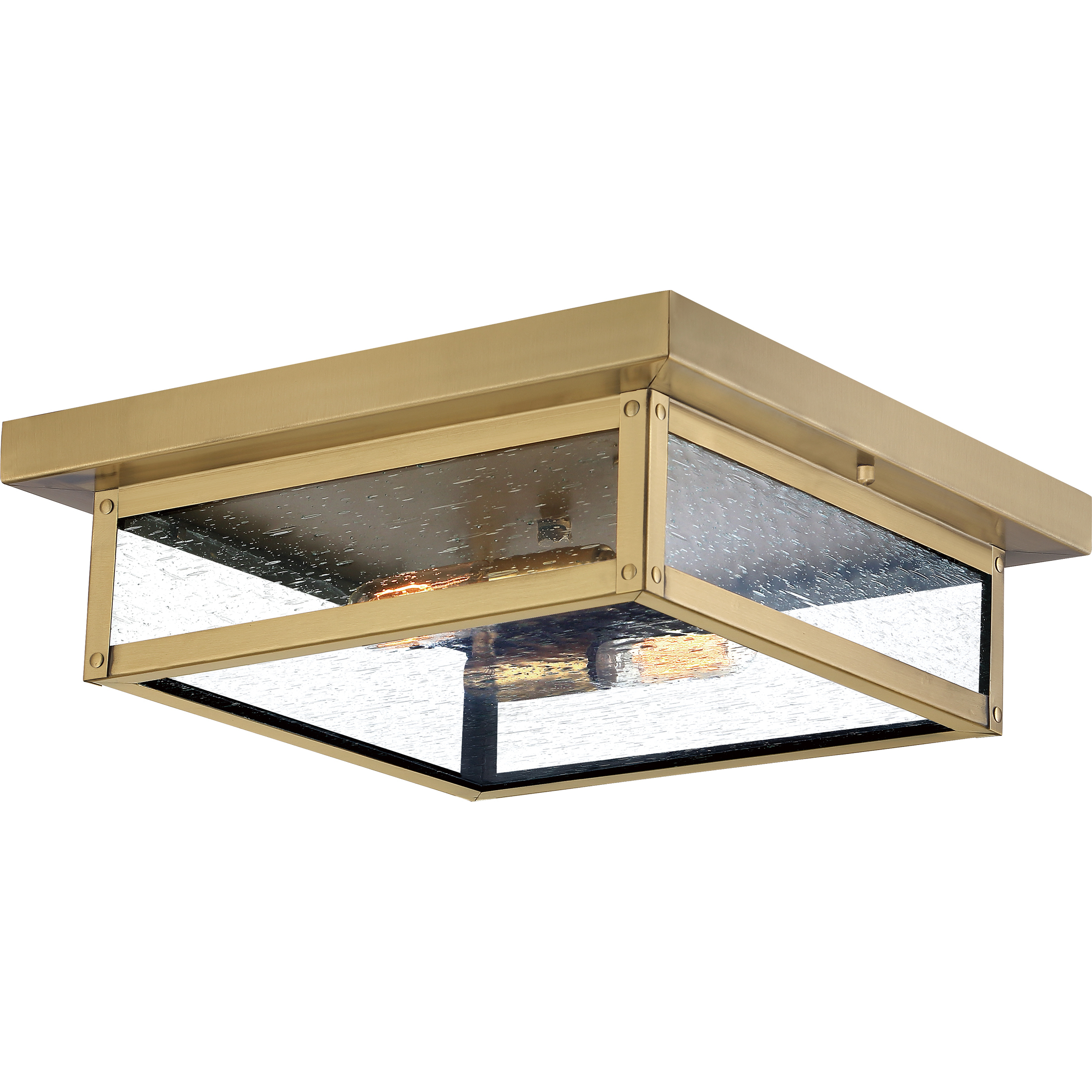Westover 2 Light 12 inch Antique Brass Outdoor Flush Mount