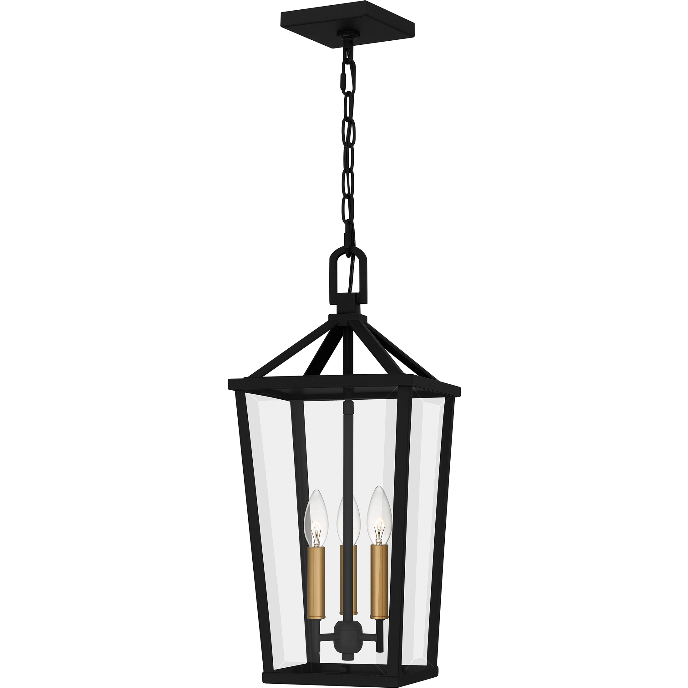 Hull 3 Light 9.5 inch Matte Black Outdoor Lantern, Large