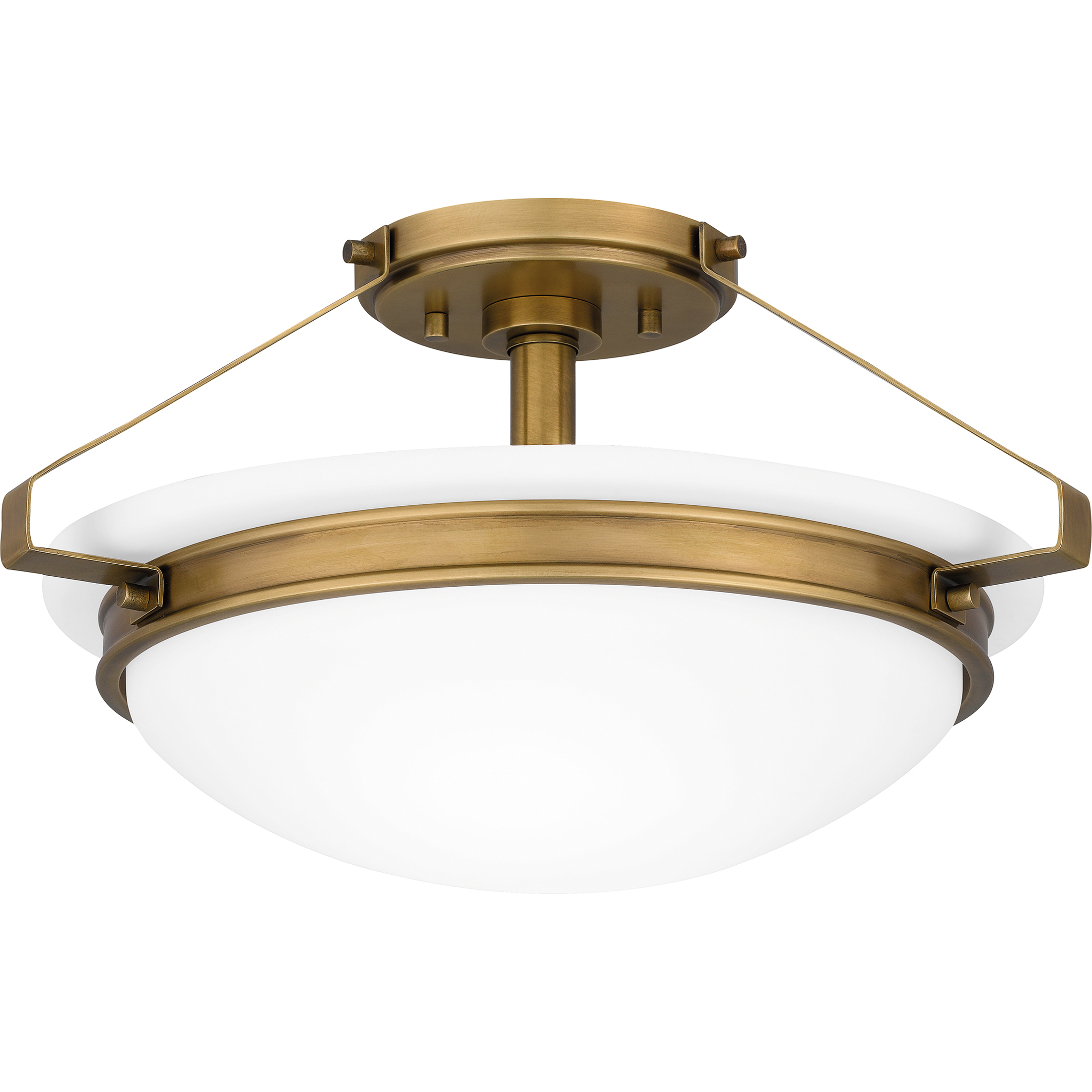 Elderwood 2 Light 15 inch Weathered Brass Semi-Flush Mount Ceiling Light
