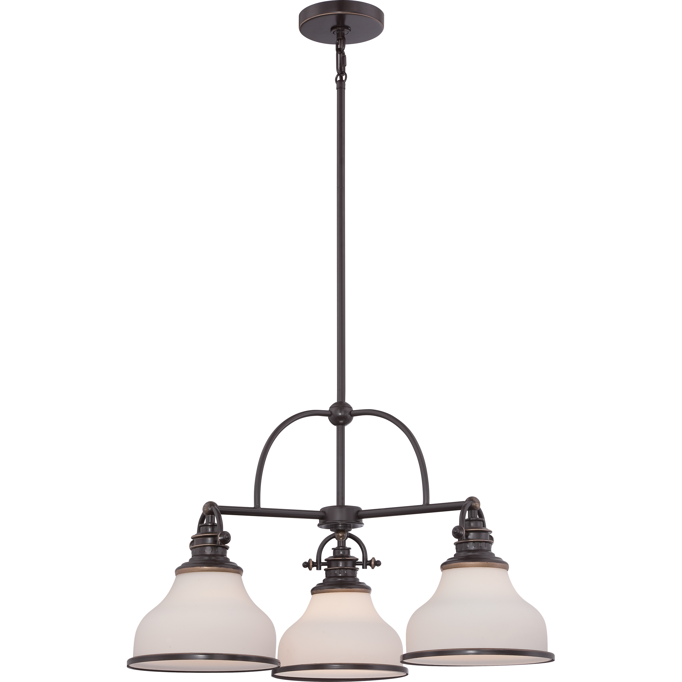 Grant 3 Light 24 inch Palladian Bronze Chandelier Ceiling Light in Opal Etched Glass