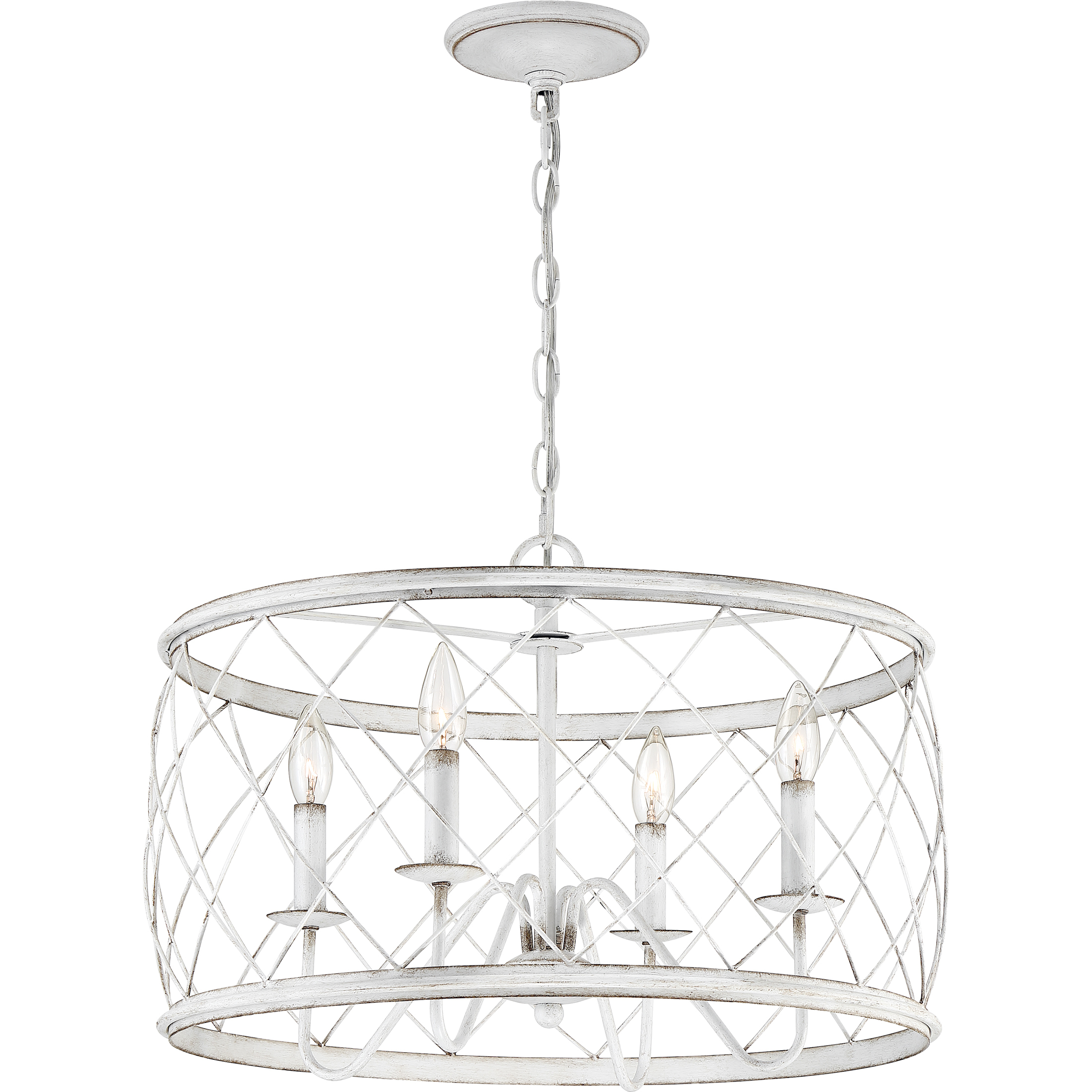Quoizel RDY2821AWH Dury 4 Light 21 inch Antique White Pendant