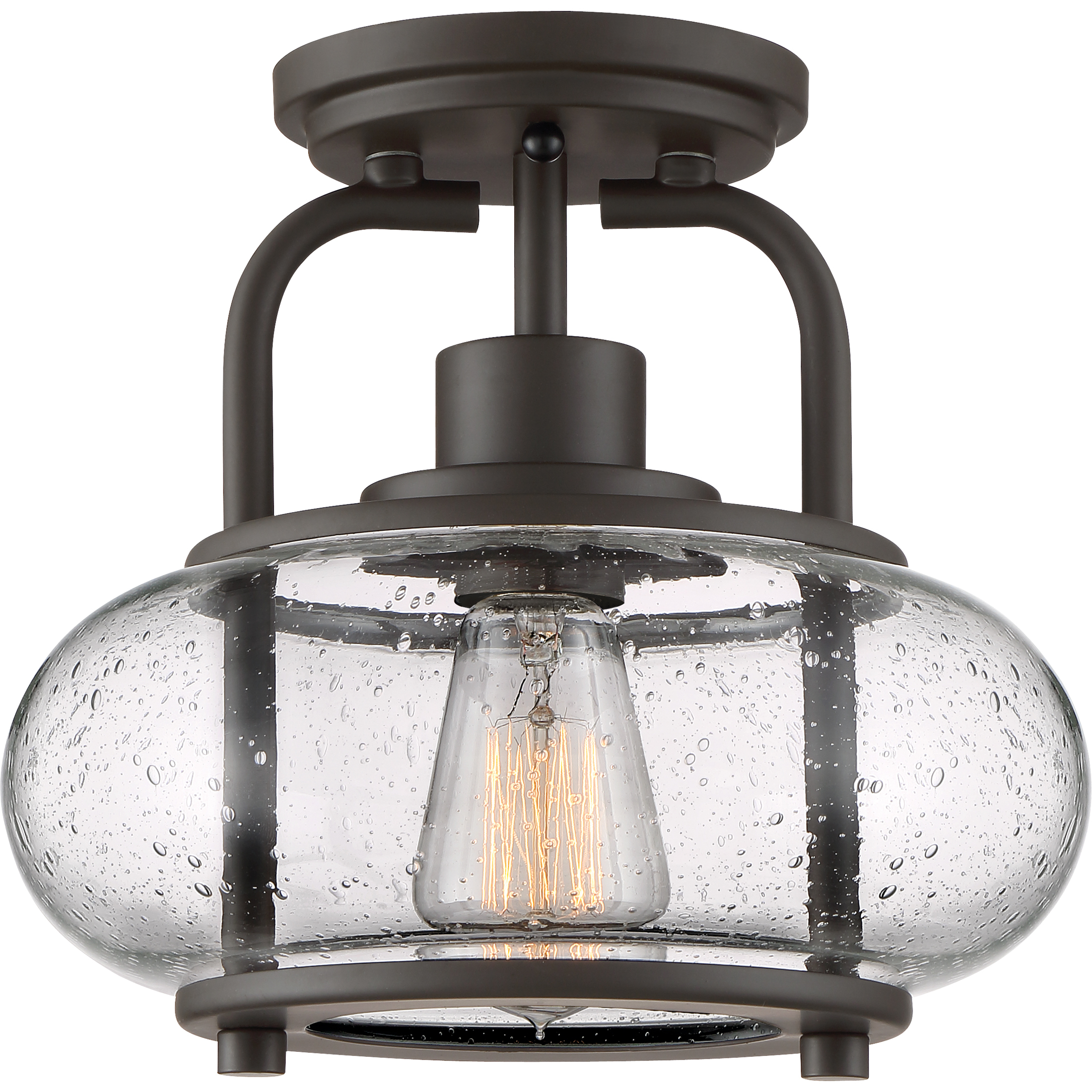 Trilogy 1 Light 10 inch Old Bronze Semi-Flush Mount Ceiling Light