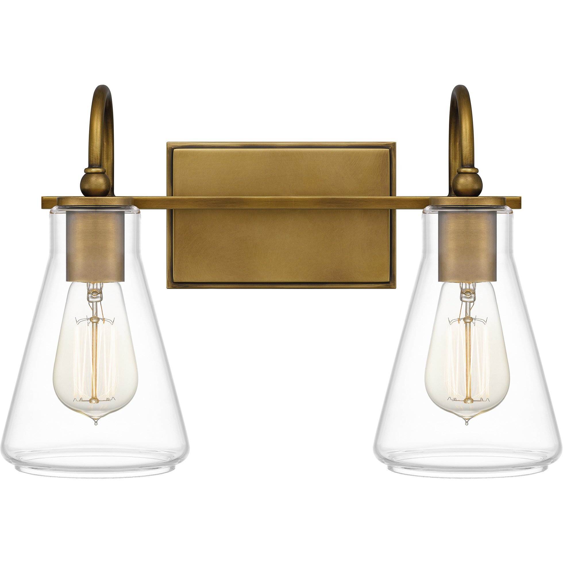 Boyton 2 Light 16 inch Weathered Brass Bath Light Wall Light