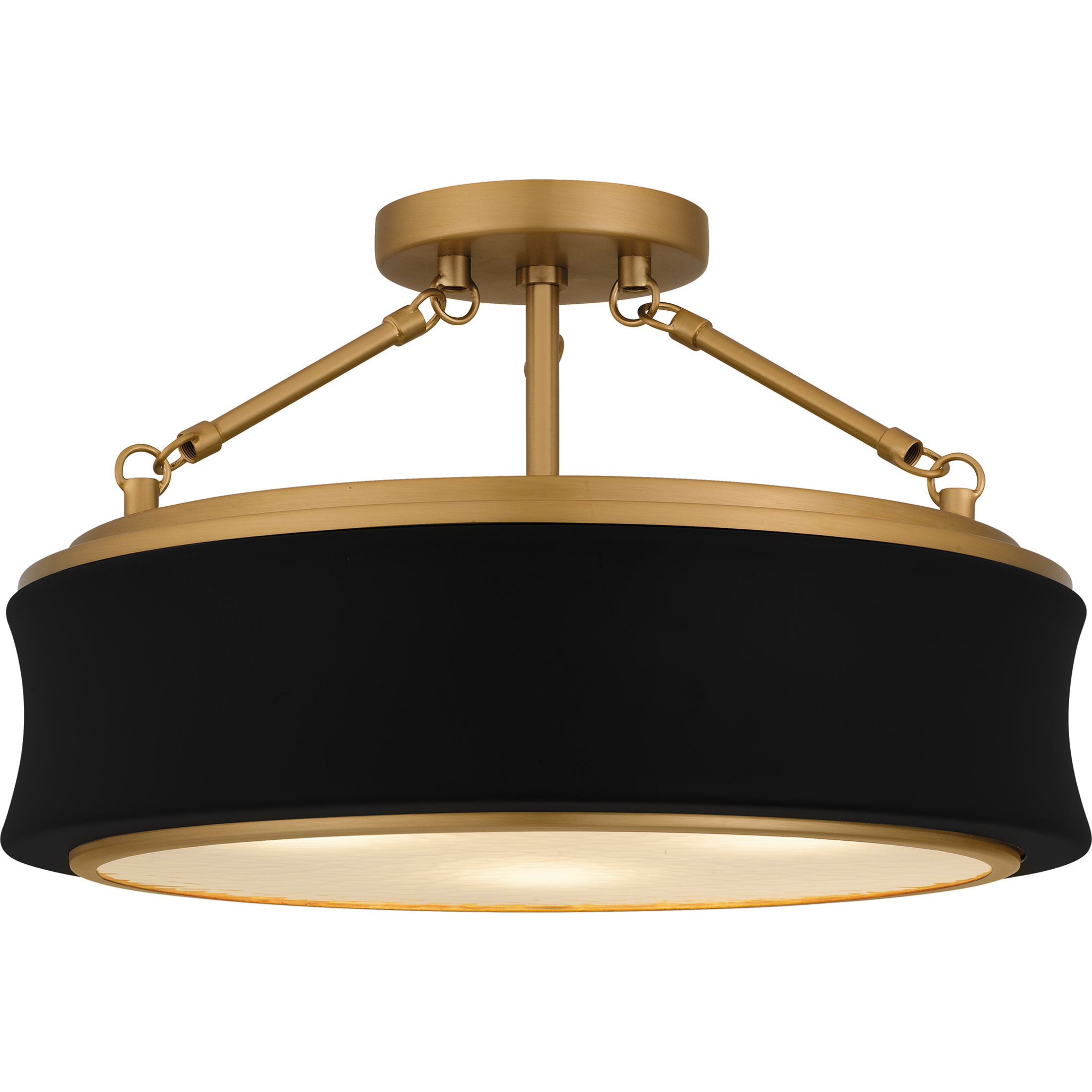 Dylan 3 Light 16 inch Matte Black Semi-Flush Mount Ceiling Light, Medium