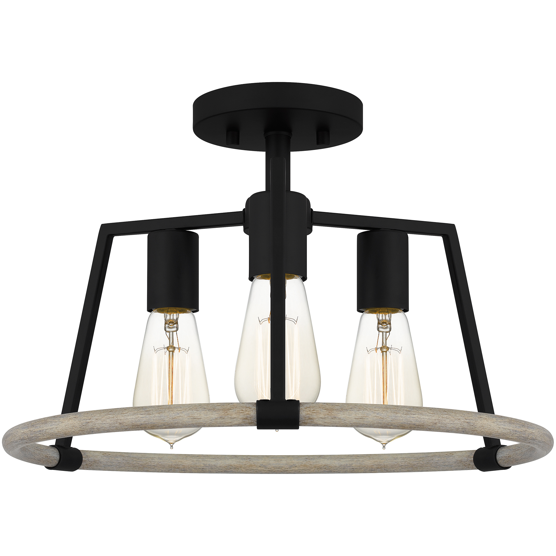 Tippet 3 Light 16 inch Matte Black Semi-Flush Mount Ceiling Light