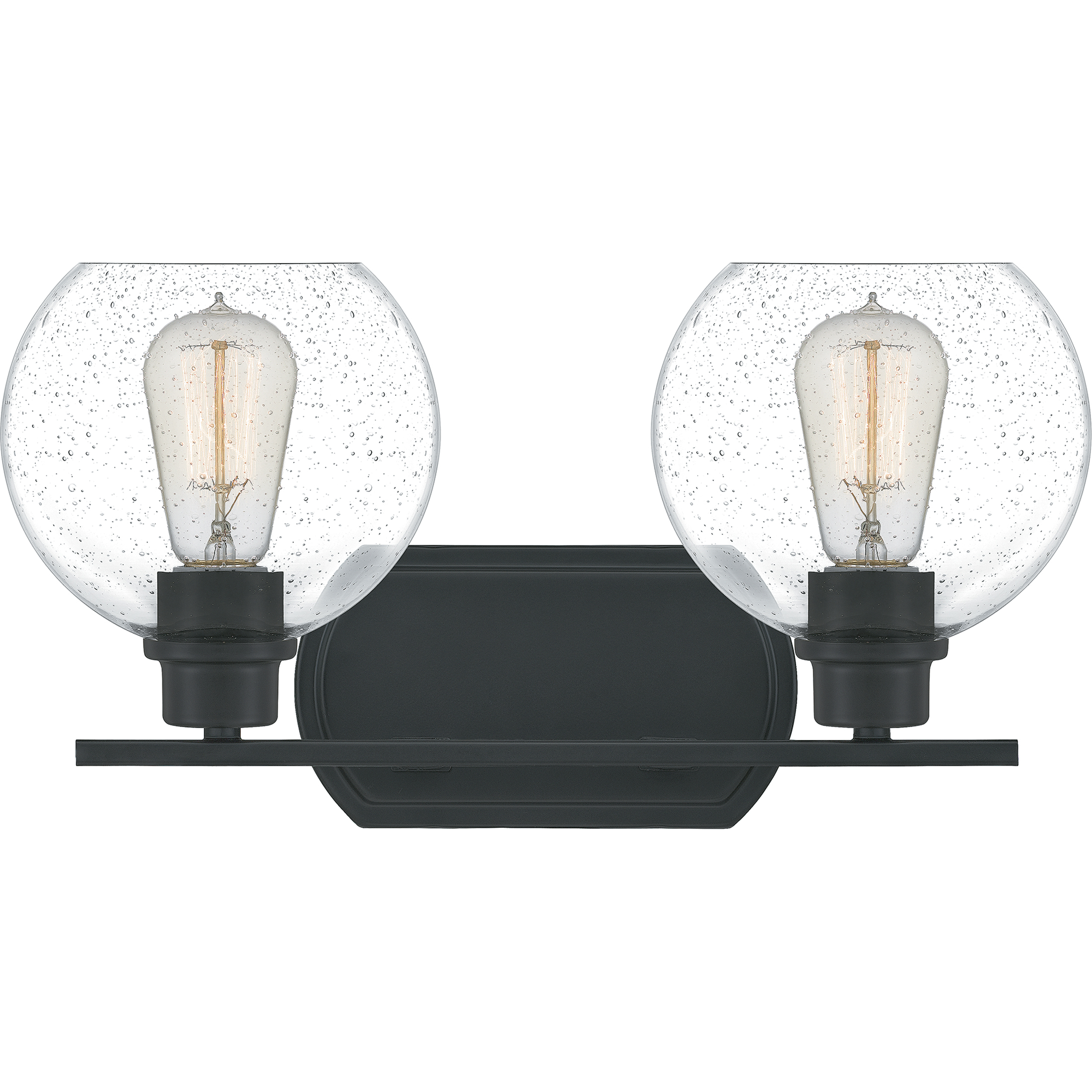 Pruitt 2 Light 16.5 inch Matte Black Bath Light Wall Light in Clear Seedy Glass