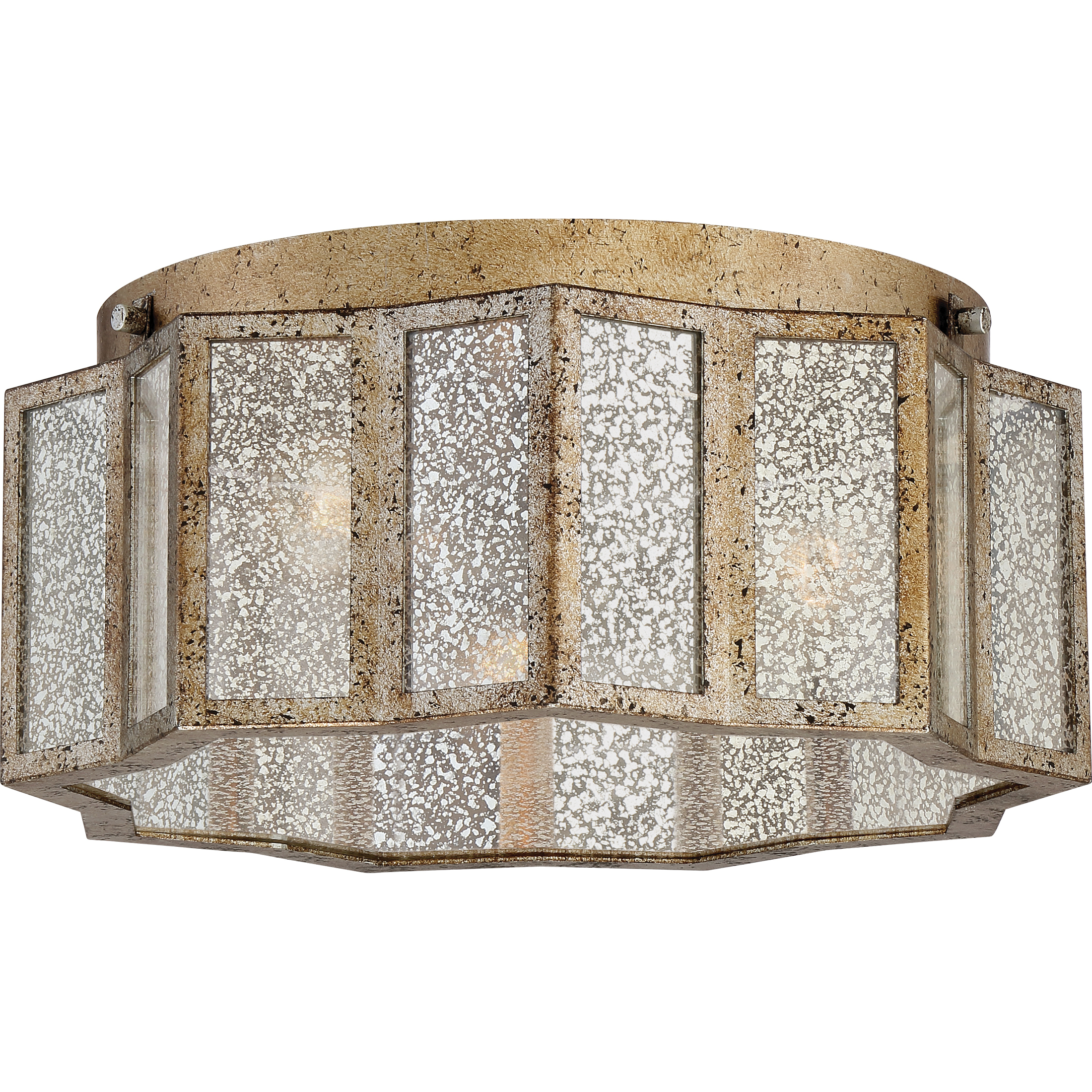 Shrine 3 Light 16 inch Aged Gold Flush Mount Ceiling Light