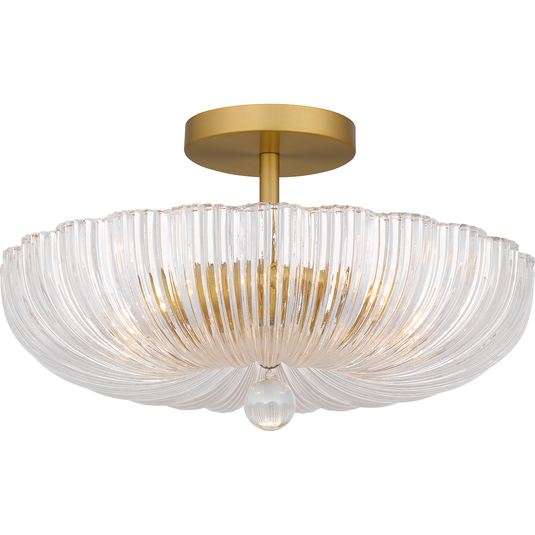 KANADEMONO Gold × Glass Ceiling Light 3 Quoizel QSF6748BRG Belmond 3 Light 15.75 inch Brushed Gold Semi