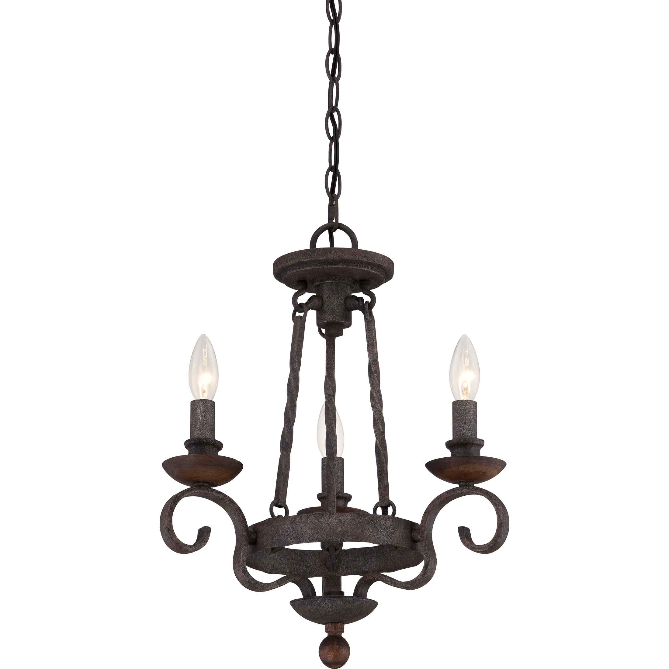 Quoizel NBE5303RK Noble 3 Light 15 inch Rustic Black Chandelier Ceiling Light